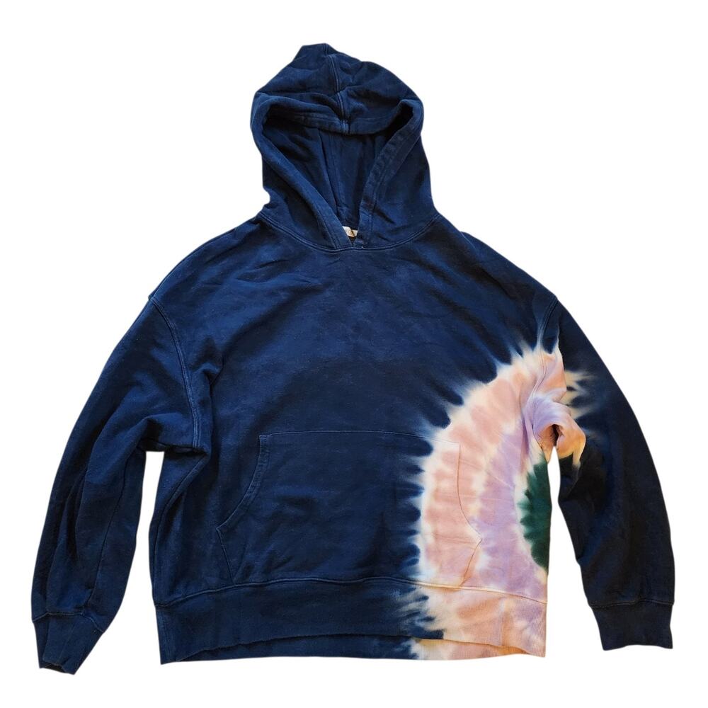 Wildfox Womens Hoodie Sweatshirt Size L Blue Pink Tie Dye Pullover
